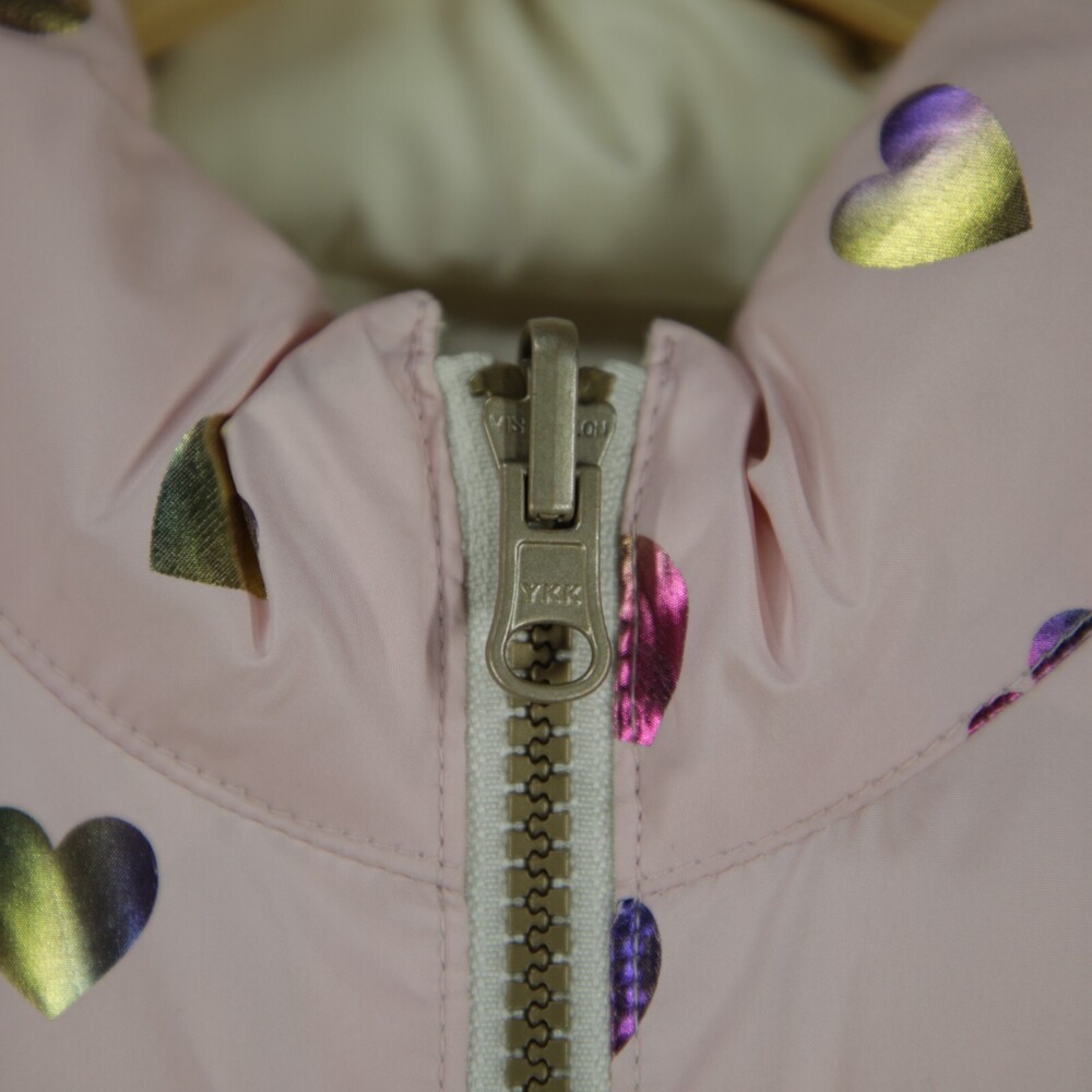 Gap Puffer Vest Girls L/XL Womens XS Off White Pink Metallic Iridescent Heart - Picture 6 of 12